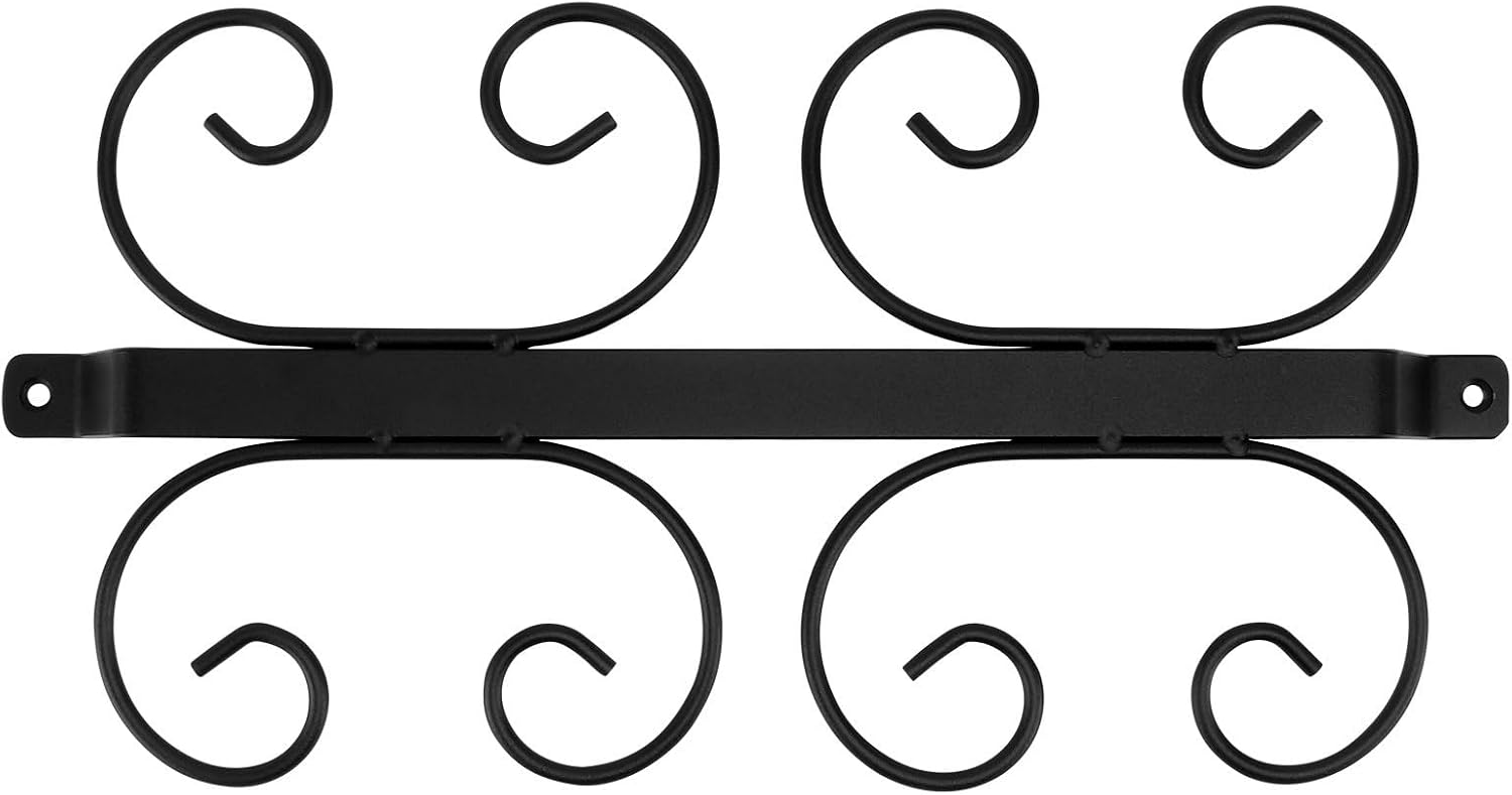 Black Iron Wine Glass Hanging Rack Organizer Holds 8 Goblets