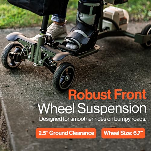 SuperHandy 4 Wheel Mobility Scooter – Lightweight, Electric, Foldable Compact Design, 48V Li-Ion Battery, Indoor & Outdoor Use, Adjustable Comfort (Green & Sand, Passport Pro) - Thumbnail 7