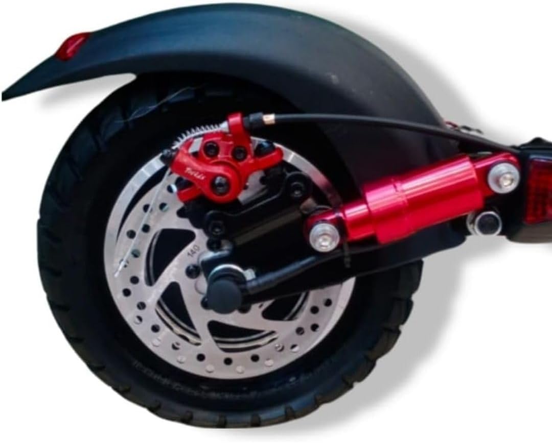 Close-up view of the front lights and red coil spring suspension of the GHAZAL Winner Sky E10 Electric Scooter.