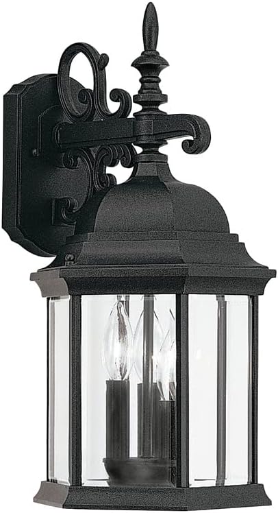 Designers Fountain 19in H Devonshire Outdoor Wall Lantern, Black Cast Aluminum, 2981-BK