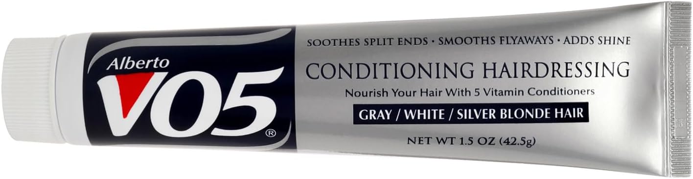 VO5 Conditioning Hairdressing - For Gray, White, and Silver Blonde Hair - 1.5 Oz - Soothes and Smoothes Split Ends, Flyaways and Ads Shine -