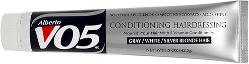 Alberto VO5 Conditioning Hairdressing for Grey White Silver Blonde Hair - Hair Conditioner Styling Product - Smooths Frizz - Brightens Color - 1.5 oz