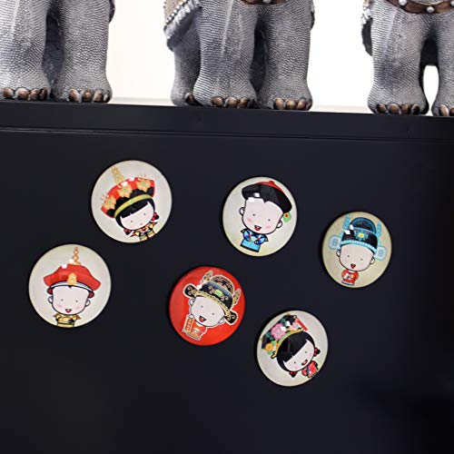 Set Of 6 Palace Museum Glass Refrigerator Magnets Fridge Magnet Peking Opera Royal Family Cartoon Characters Set Resin Colorful Decorative Crystal Fridge Magnets Travel Gift About Chinese Culture #TOP1