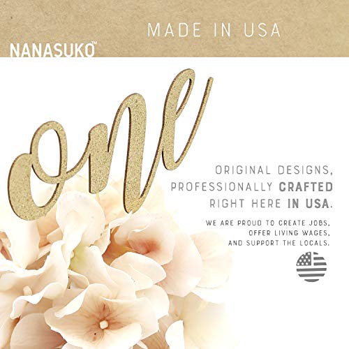 Nanasuko 1St Birthday Cake Topper - One - Double Sided Gold Glitter - Premium Quality Made In Usa #TOP3