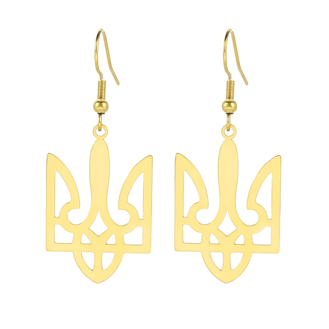 EUEAVANUkraine Trident Ukraine Coat of Arms Pendant Necklace Flag Charm Ukraine Symbols Choker Patriotic Gift Ukraine Souvenir Jewelry Girls Women Stainless Steel (National Flag Earrings-gold)