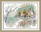 Cross Stitch Stamped Kits Pre-Printed Cross-Stitching with Patterns for Beginner Kids Adults, Embroidery Kits Needlepoint Crafts Starter Kits The Countryside Kits for Home Wall Decoration