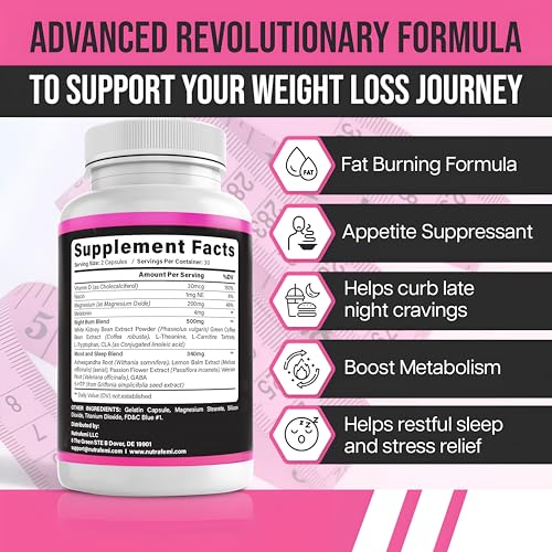 GLP-1 Weight Loss Supplement | Fat Burner for Women | Weight Loss - Night Time Fat Burner with Carb Blocker & Appetite Suppressant | Less Craving | Belly Fat Burner & Thermogenic Metabolism Booster - Thumbnail 2