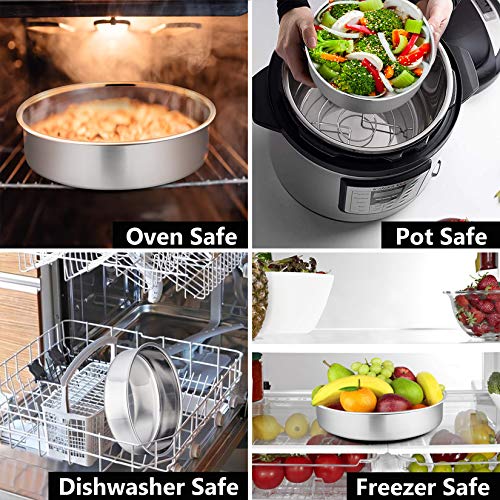 P&P Chef 8 Inch Cake Pan Set Of 4, Stainless Steel Round Baking Pans Layer Cake Pans Tin Set, Mirror Polished & Dishwasher Safe, Non Toxic & Healthy #TOP5