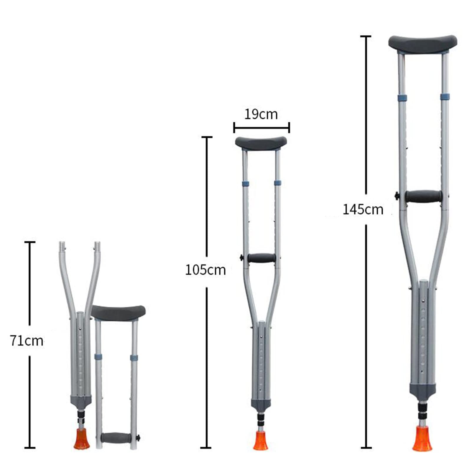 Stampelle per Adulti, stampelle Pieghevoli ascellari (1 Paio), stampelle in Alluminio Leggero per Viaggi o Lavoro, Accessori per la Mobilità Medica per disabili