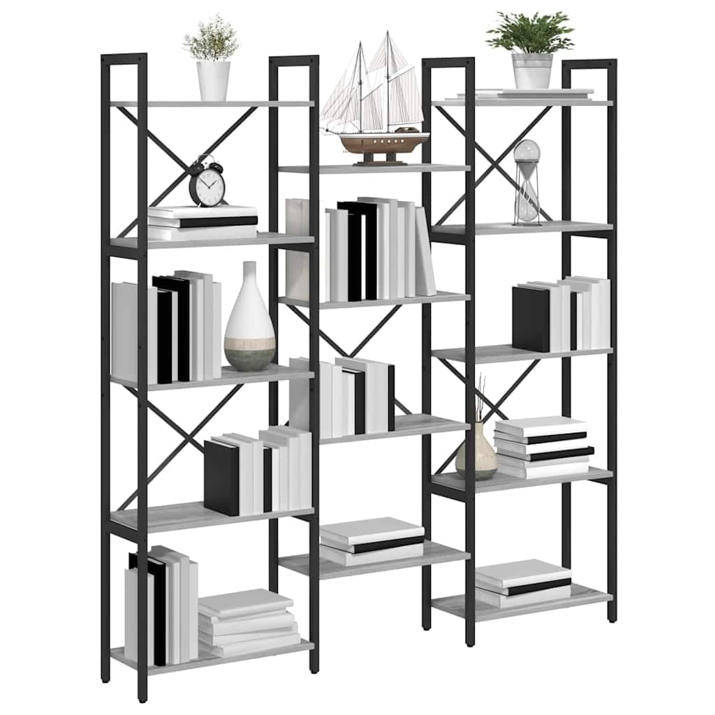 Vidaxl Bookshelf Sonoma 156 X 25 X 167 Cm Engineered Wood Grey