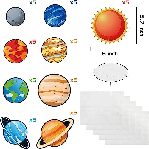 BeYumi 45Pcs Solar System Cutouts 9 Planets Galaxy Wall Decal Educational Material Removable Wall Stickers Outer Space Decor for Back to School Classroom Bulletin Board Displays Universe Theme Party