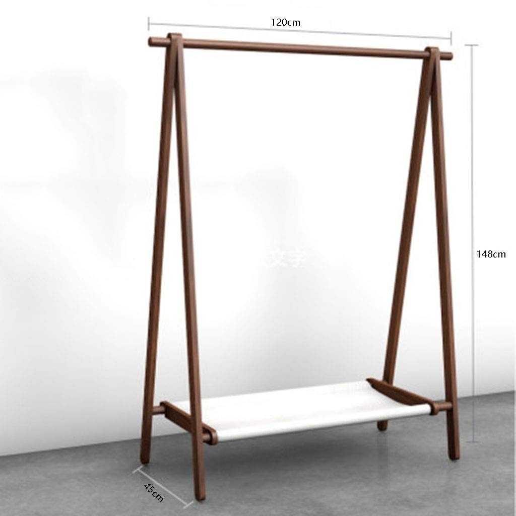 Nussbaum Garderobe Top Kleiderstange Unteres Stofftaschen-Lagerregal Leicht zusammenzubauen Bodenständig Zur Aufbewahrung von Mänteln, Hüten, Schuhen und Taschen (Size : 120 * 45 * 148cm)