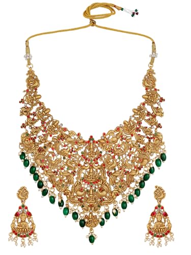 Image of Shining Diva Fashion Stylish Fancy Pearl Choker Traditional Jewellery Set for Women | Temple Necklace Set | Festive Wedding Party Necklace | 22k Gold Plated | Just Like Original Gold Jewellery