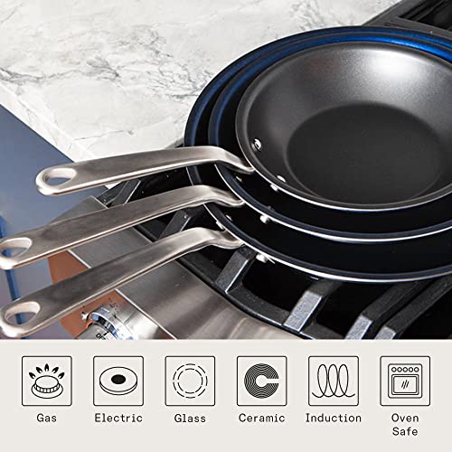 Made In Cookware - Non Stick 3 Piece Frying Pan Set (Includes 8",10",12") - Made Without Pfoa - 5 Ply Stainless Clad - Professional Cookware Italy - Induction Compatible - (Graphite) #TOP4