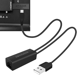 Ethernet Adapter for Fire TV Stick,Fire Stick 4K Ethernet Adapter,for Chromecast Ultra/Google Home Mini and Other Streaming TV Sticks.Micro USB to RJ45 Ethernet Adapter with USB Powered Supply-3.3ft