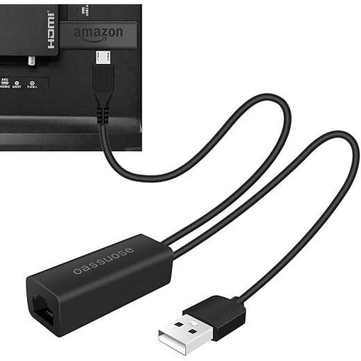 Ethernet Adapter for Fire TV Stick,Fire Stick 4K Ethernet Adapter,for Chromecast Ultra/Google Home Mini and Other Streaming TV Sticks.Micro USB to RJ45 Ethernet Adapter with USB Powered Supply-3.3ft