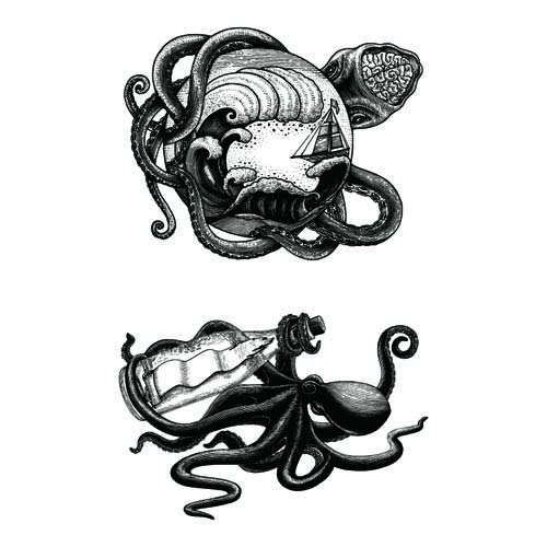 Sanerlian Jellyfish Octopus Temporary Tattoo Sticker Squid Fake Tatoo Cartoon Boys Girls Kids Party Favor Hand Arm Waterproof 10.5X6Cm Set Of 12 (Sf166) #TOP4