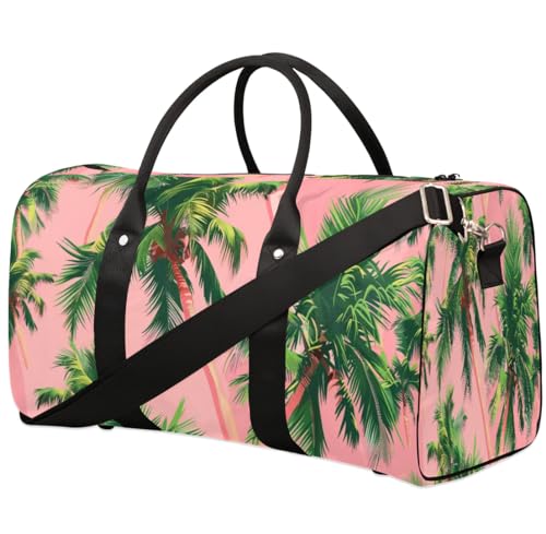 Travel Duffle Bag Palm Trees Themed Foldable Travel Bags for Men Women, 17 Inch Gym Bag Workout Bag Carry on Weekender Overnight Bag for Gym Travel