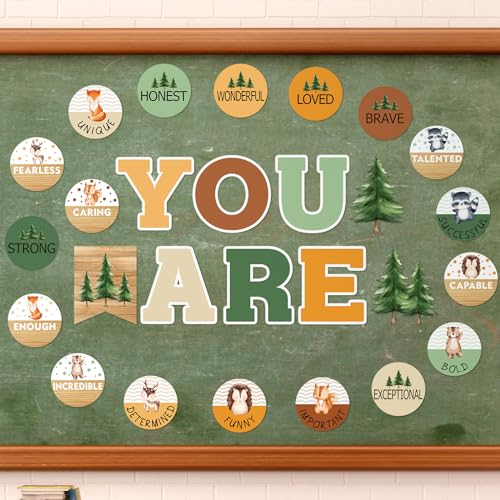 Dispowreath 27 Pcs Woodland Classroom Decor Affirmation Animals Station Bulletin Board Set, Positive Motivational Camping Decorations with 100 Adhesive Dots for School Teacher Classroom Decor - Image 5