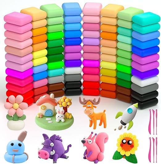 Clay 48 Color Non-Toxic for Kids Soft Modeling Clay Magic Clay with Sculpting Tools Lightweight DIY Crafts and Modeling Fun