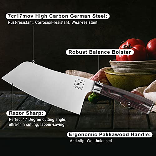 Imarku Japanese Cleaver Knife And Hammered Kitchen Knife Set, High Carbon Steel Chef Knife And Knife Block Set With Ergonomic Pakka Handle, Ultra Sharp #TOP1