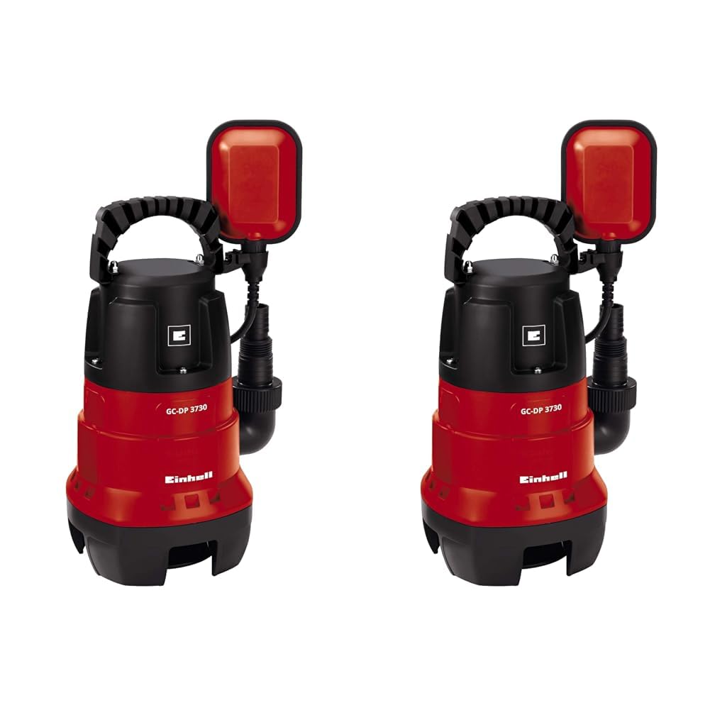 Einhell GC-DP 3730 Clean/Dirty Water Pump | 370W Submersible Pump, 9000 L/H, Float Switch, 5M Cord | 2-in-1 Electric Sump Pump - Drain Floods, Empty Hot Tubs and Pools (Pack of 2)