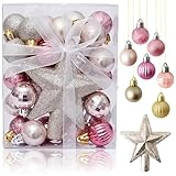 GOKEI クリスマスツリー オーナメント 30個入り クリスマスボール 星 スター 北欧 飾り付け キラキラ おしゃれ かわいい デコレーション クリスマス ツリー 飾り 装飾 christmas Xmas 部屋 店舗 家庭 可愛い パーティー ピンク