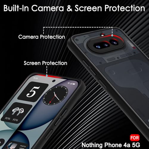 Image of TheGiftKart Hybrid Shockproof Back Cover Case for Nothing Phone 4a 5G | Hard Back Cover Case for Nothing Phone 4a 5G (PC & TPU, Translucent Smoke Matte Back, Black Sides)