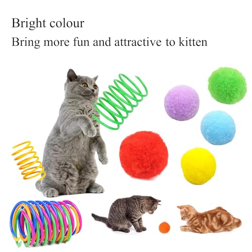 Cat Spring Toys, Bouncy Coil Kitty Cats Spiral Spring Toy for Indoor Cats Heavy Interactive Cat Toys Springy Chew Toys Colorful Springs Cat Toy for Biting, Swatting, Hunting Entertainment kitten toys - Thumbnail 6
