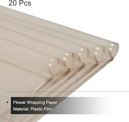 Miniatura 3 de MECCANIXITY 20 piezas de papel de regalo de flores con borde dorado, color caqui, 22.8 x 22.8 pulgadas, impermeable, para suministros de ramo de