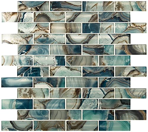 Ackland Mystic Green Lazora Subway 12 in. x 12 in. Glass Mosaic Tile by Ackland - Used condition - US$55.97