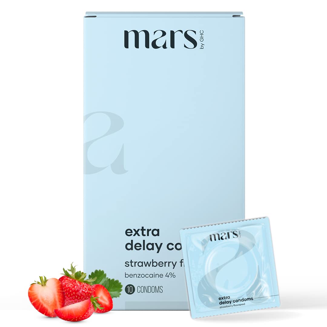 mars by GHC Strawberry Flavored Delay Condoms for Men - 10 Condoms (Pack of 1)-image-27