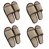 target gender: female Tianmao 4 Paar Hausschuhe Hotelslipper Gästepantoffeln Frottierslipper 28 * 13cm , Einwegslipper offene Zehe waschbar Hausschuhe für Spa, Party Gäste, Hotel und Reisen, Einheitsgröße, Braun