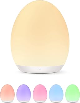 JolyWell Night Light for Kids, Baby Night Light with 7 Colors Changing Mode & Stepless Dimming, Nursery Night Light BPA Free,Rechargeable Egg Night Light for Breastfeeding 1h Timer & Touch Control