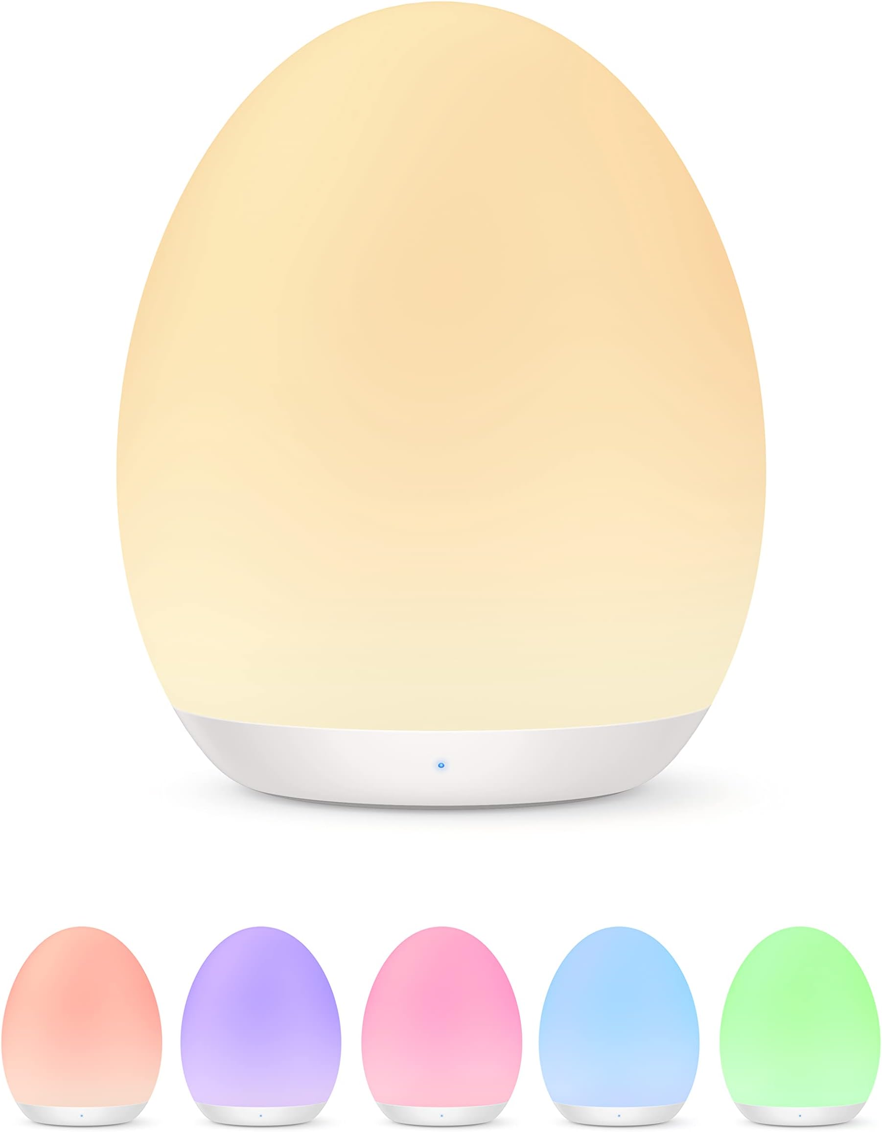 JolyWell Night Light for Kids, Baby Night Light with 7 Colors Changing Mode & Stepless Dimming, Nursery Night Light BPA Free,Rechargeable Egg Night Light for Breastfeeding 1h Timer & Touch Control