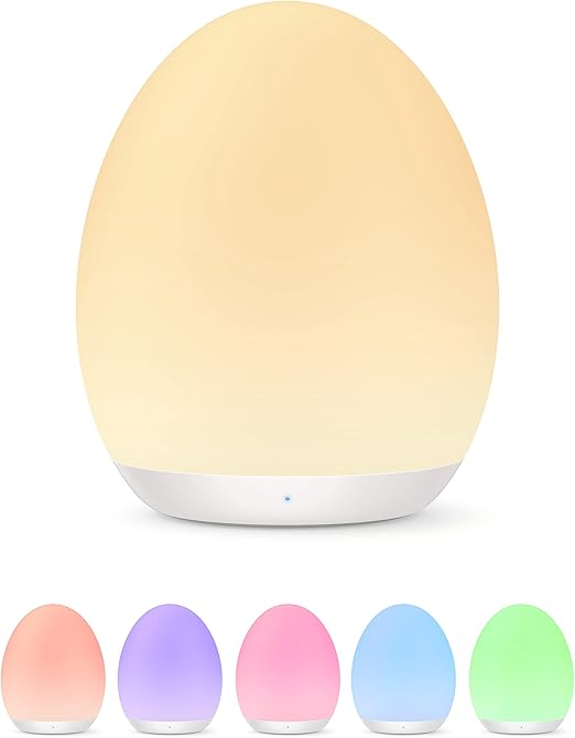 Night Light for Kids, Baby Egg Light with 7 Colors Changing Mode & Stepless Dimming, Nursery Night Lamp BPA Free,Rechargeable Egg Night Light for Breastfeeding 1h Timer & Touch Control