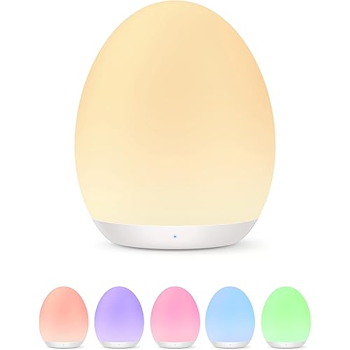 Night Light for Kids, Baby Night Light with 7 Colors Changing Mode & Stepless Dimming, Nursery Night Light BPA Free,Rechargeable Egg Night Light for Breastfeeding 1h Timer & Touch Control