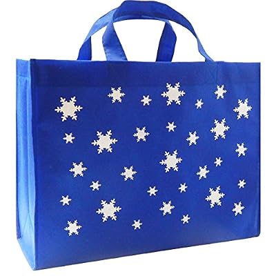 CYMA Reusable Gift Bags, Large, Snowflake, 4 Pack (Red/Blue)
