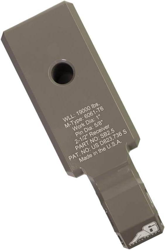 Agency 6 Recovery Shackle Block Assembly 2.5 INCH Double Hole, Earth Grey - Hitch Receiver Block - Proudly Made in The USA