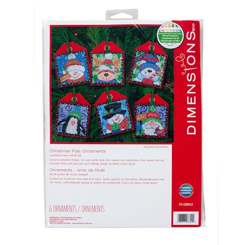 Dimensions Counted Cross Stitch Christmas Pals Ornament Kit, 6 pcs