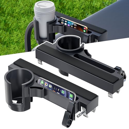 Automiim 2026 Upgraded Golf Cart Armrest with Cup Holder Rear Seat Arm Rest Universal Fit for EZGO/Yamaha/Star/Club Car Golf Cart Arm Bracket with Phone Holder Fit 0.75-1.75 Round/Square Tube