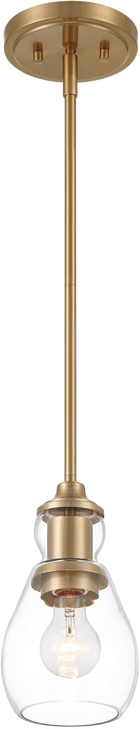 Possini Euro Design Nagano Warm Brass Mini Pendant Light 5 1/2" Wide Modern Glam Clear Glass Round Shade Fixture for Dining Room House Foyer Kitchen Island Entryway Bedroom Living High Ceilings