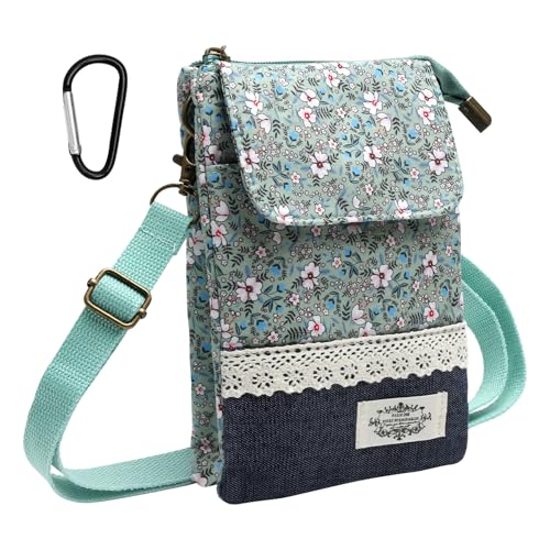 KQDRAVINE Bolso para Movil Mujer con Mosquetón, Bolso Bandolera Mujer Pequeño, Bolso Movil Mujer, Bolso Bandolera Pequeño Ajustable con Correa para el Hombro para Uso Diario, Colegio, Compras