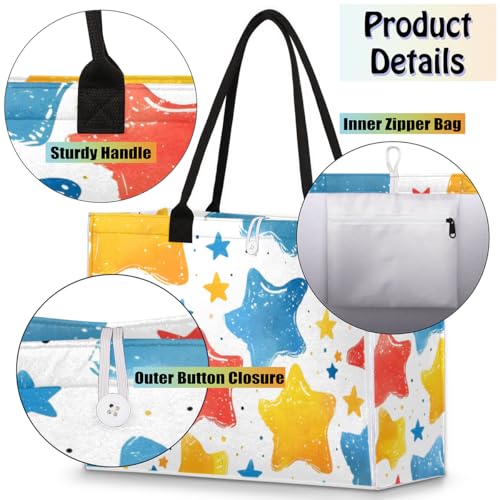 Jelly Stars Tote Bag for Women Large Beach Bag Reusable Tote Bags for Work Travel Beach Shopping4