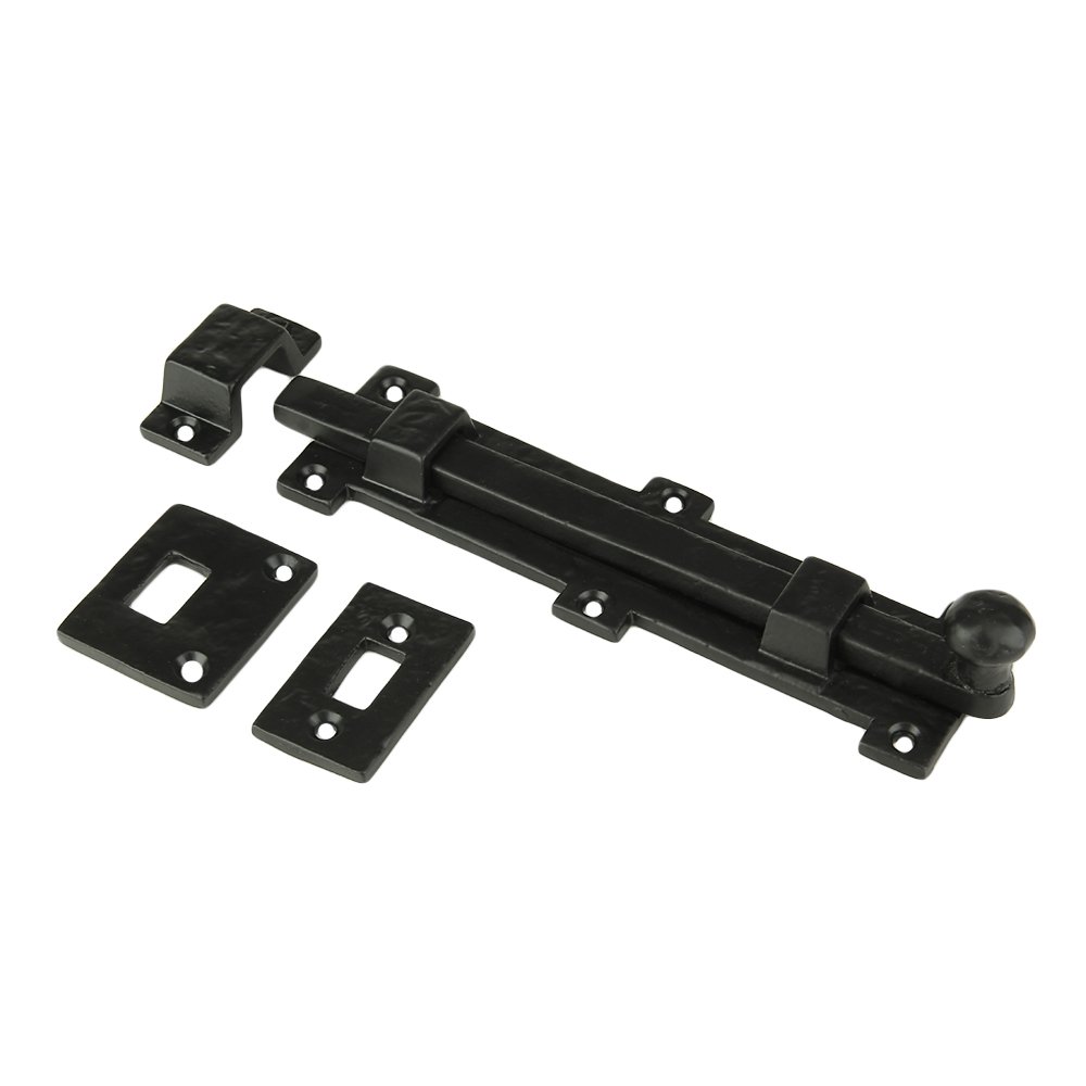 Set of 2 Iron Surface Door Slide Bolt, 5 3/8 x 1 1/2 Inch, Gate Latch, Black Powder Coat Finish