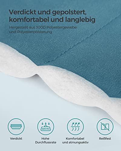 SONGMICS Hängematte für 2 Personen, gepolstert, Outdoor Hängematte mit trennbaren Bambusstangen, Camping-Hängematte mit Kissen, 200 x 140 cm, max. 225 kg belastbar, blau-beige GDC34QW