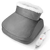Foot Warmer Boots Heating Pad Relieve Foot Leg Pain & Soreness, Ultra-Soft Fast-Heating with 4 Temperature Settings, Auto Shut-Off, One Size Fits Most, Use Under Desk or on Sofa, Machine Washable