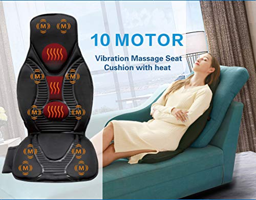 Five S Fs8816 Massage Seat Cushion, Massager With Heat, 10 Massage Nodes For Neck, Shoulders, Back/Lumbar, Thighs For Home, Office (Black) #TOP1