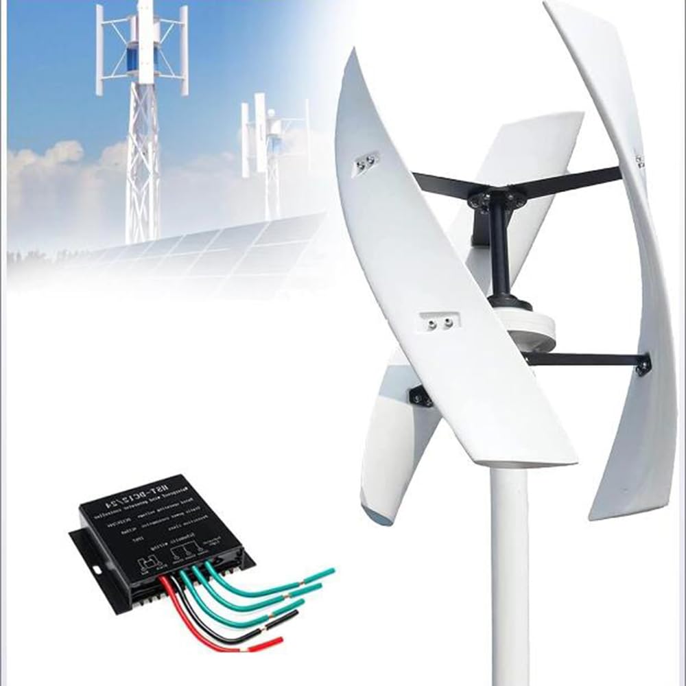 10000W Wind Turbines Generator, Low Noise Low Wind Speed Start 12V 24V 48V 220V Windmill Generator with Controller for Home (White)