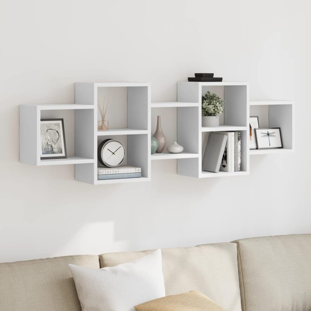 Scaffale da parete bianco, 129 x 18 x 42 cm, in legno